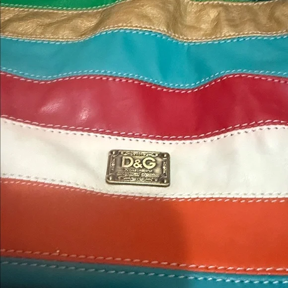 Faux D&G Multicolor Striped Tote Bag - Picture 2 of 4